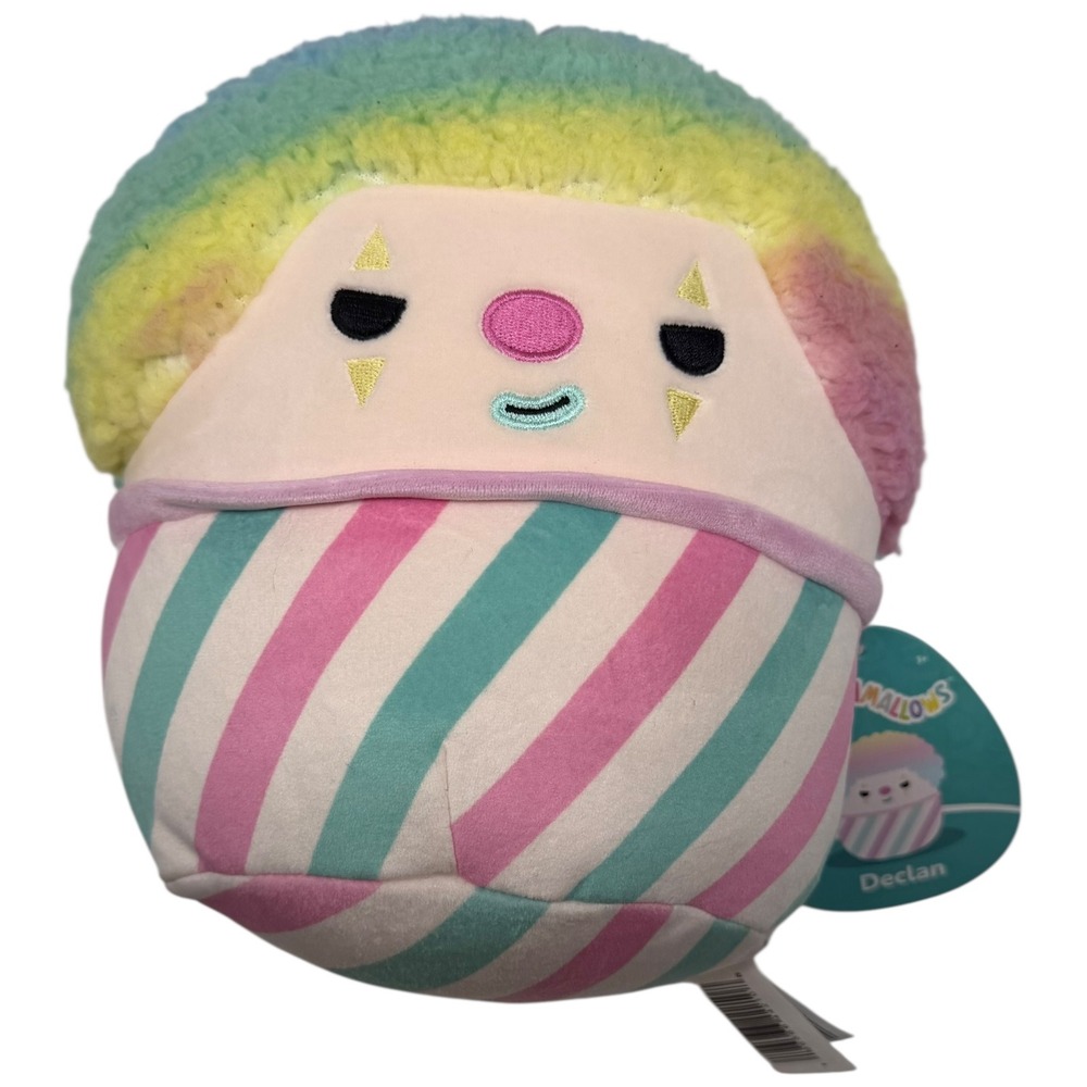 Squishmallows Declan Clown Rainbow Hair Stripes Plush Stuffed Animal‎ Toy
